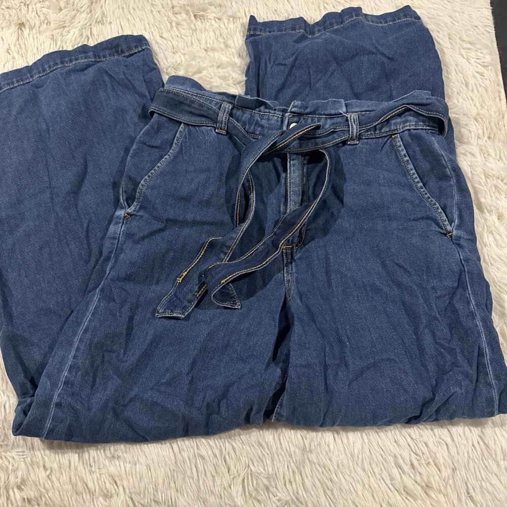 Banana Republic High Rise Wide Leg paper bag jeans tie waist 27/4